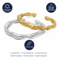 Bracelet manchette massif martelé plaqué or PVD 18 carats haut de gamme, bijoux de mode tendance en acier inoxydable pour femmes, cadeaux de fête, vente en gros