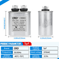 Condensateur de démarrage moteur CRD CBB65 5uF 370VAC, fabricant, fournisseur, usine, condensateur à film PP métallisé pour climatiseur
