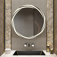 Espejo de Baño LED Circular HD Moderno y Sencillo con Marco de Vidrio, Alimentado por Enchufe, Montado en Pared, para Hoteles y Uso Doméstico, Venta al por Mayor Transfronteriza