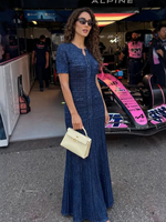 Nuevos Vestidos Casuales Bettergirl para Ramadán 2026, Estilo Francés, con Mangas Abullonadas, Cuello Redondo y Detalles Brillantes