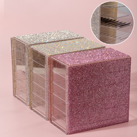 Boîte de rangement pour extensions de cils, fournitures de luxe brillantes pour salon, organisateur de cils