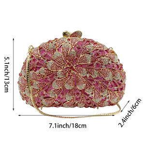 Bolso de mano floral con diamantes de imitación para mujer, con cadena desmontable, brillante, de cristal, para fiesta de graduación o citas - Product Image 2