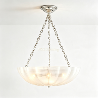 Lustre rectangulaire en verre givré festonné E12, triple chaîne réglable, style rétro, large bol, pour cuisine et couloir