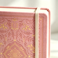 Carnet A5 à couverture rigide en tissu rose, motif floral, avec dorure à chaud personnalisée, pour journal intime et papeterie
