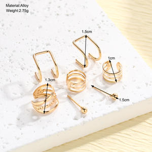 7 unids/set de <span class=keywords><strong>pendientes</strong></span> de Clip de cartílago falso sin perforación de hojas de Color dorado Vintage para mujeres y hombres, joyería de tendencia creativa - Product Image 5
