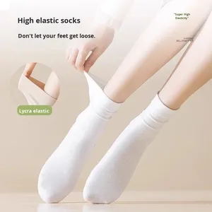 Calzini lunghi in cotone bianco <span class=keywords><strong>senza</strong></span> <span class=keywords><strong>cuciture</strong></span> premaman Anti-batterico Anti-odore traspirante per maternità da <span class=keywords><strong>donna</strong></span> - Product Image 4