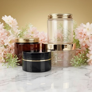 Color Customization 25g 30g 50g 100g 150g 200g 250g clear Frosted Amber <b>Plastic</b> Pet Cosmetic Cream <b>Jar</b> with Aluminum Caps - Product Image 1
