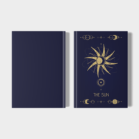 Carnet A5 à couverture rigide en tissu, logo personnalisé, esthétique céleste Lune et Soleil, agenda quotidien et planificateur d'événements