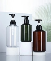 Botol Pet plastik botol lebar mulut besar Amber 1L 1000ml botol bulat sampo untuk Lotion dengan Pompa