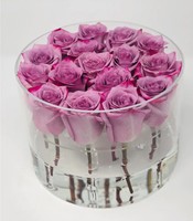 Boîte à fleurs en acrylique de haute qualité, personnalisée, 25 trous, pour la conservation des roses, pour la fête des mères, la Saint-Valentin, un cadeau de mariage