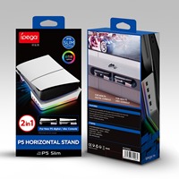 Support de support horizontal PG-P5S021 avec lumière RVB pour support de console mince PS5 avec support de 4 ports USB