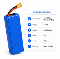 Paket Baterai Lithium Ion 14S 51.8V 22Ah 10C, Baterai Daya Isi Ulang dengan Pengosongan Tinggi untuk Peralatan Kerja Udara Industri