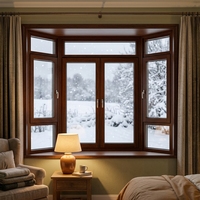 Fenêtre pliante moderne en bois recouvert d'aluminium avec triple vitrage isolant et design à persiennes pour chambre à coucher