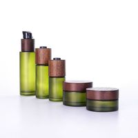 Flacon pompe en verre dépoli avec pulvérisateur en bois de frêne, emballage cosmétique 100% écologique, 15ml/20ml/30ml/50ml