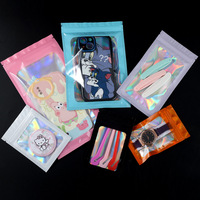 Sacs d'emballage en plastique réversibles auto-scellants à fermeture éclair couleur laser pour boucles d'oreilles et bijoux fantaisie – Emballage arc-en-ciel