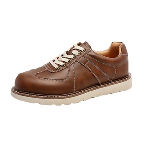 Genuine Leather Men's German Training Shoes Classic Airplane Toe Cowhide Low-<b>top</b> Work Shoes British Retro Sneakers Shoes - Product Image 5