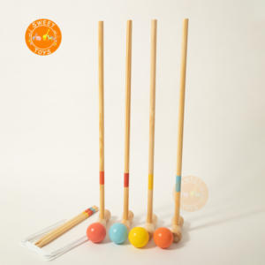 Juego de <span class=keywords><strong>croquet</strong></span> de madera con logotipo personalizado para niños, juguetes educativos para juegos de jardín, césped y patio trasero - Product Image 4