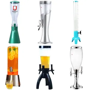 Tiger Beer Tower Dispenser 3l Draft Beer Tower With Ice Cooling Tube LED Plastic Beer Tower
