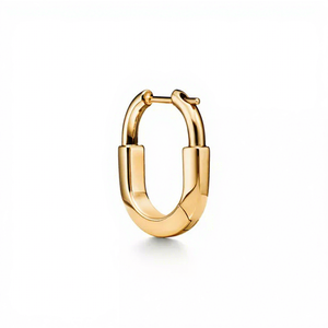 Chunky Rectangular Huggie Hoop <b>Earrings</b> Minimalist Polished Gold Fashion Jewelry Diamond <b>Name</b>: - Product Image 2