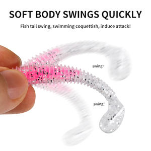 Señuelo blando Texas Lure con cola en T espiral, de hundimiento lento, para pesca de lubina, con anzuelo de cabeza de jig tipo sándwich de colores, cebo para pesca salvaje - Product Image 3