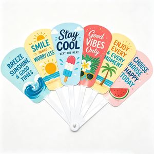Éventail pliant personnalisé en PP, mini, portable, en plastique, imprimé avec logo d'entreprise, pour promotion publicitaire, cadeau promotionnel - Product Image 1