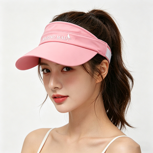 Pink UPF50+ Cotton Sports Sun Visor <b>Hat</b>-Quick Dry Custom Logo Visor Cap for Unisex Casual Tennis Golf & Running - Product Image 1