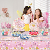 Assiettes et serviettes en papier décoratives pour fête d'anniversaire de princesse, fournitures pour fête d'anniversaire sur le thème du château pour petite fille