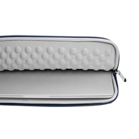 Housse de transport pour ordinateur portable en cuir bleu de luxe, housse d'ordinateur portable répulsive et protectrice, sac vertical matelassé carré, petite pochette