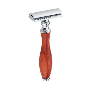 One Blade <strong>Beard</strong> Razor Single Edge Blade <strong>Shaving</strong> Navaja Wood Razor Gift Box - Product Image 1