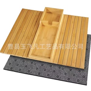 Bandeja de Bambú para Reposabrazos de 42 cm con Portavasos, Mesa de Almacenamiento para Aperitivos en la Sala de Estar - Product Image 2
