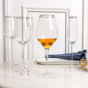 Calici in Cristallo Personalizzati per <span class=keywords><strong>Vino</strong></span> <span class=keywords><strong>Rosso</strong></span> e Champagne, con Bordo Dorato, Decorati per Matrimoni, Bicchieri Sottili - Product Image 2