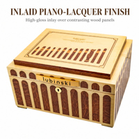 Humidor à cigares en bois de cèdre grande capacité, finition laquée piano, incrustations en bois de rose et érable, anti-humidité, avec hygromètre et humidificateur, boîte portable