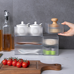 High Quality Stackable Transparent <strong>Plastic</strong> Stripe <strong>Storage</strong> Boxes <strong>Drawer</strong> Organizers - Product Image 4