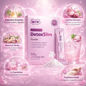 OKTW Detox Slim Poudre aromatisée à la litchi Favorise une digestion saine Détoxification Perte de poids Complément alimentaire 10g X10 sachets - Product Image 6