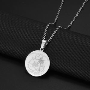 Collier pendentif rond avec drapeau du Libéria pour femmes et filles, en acier inoxydable, bijoux pour Libériens # 570762 - Product Image 6