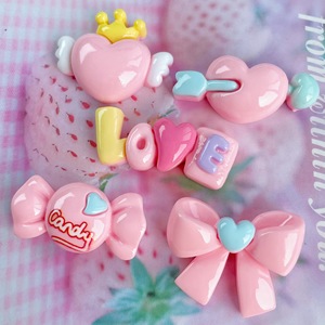 Accesorios de Resina con Forma de Corazón Rosa y Lazo de Flecha, Horquillas para el Cabello, Decoraciones Lindas - Product Image 5