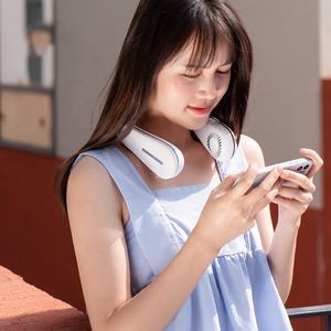 2022มาใหม่แบบพกพากลางแจ้งกีฬาสวมใส่ USB ชาร์จขี้เกียจมินิไร้ใบพัดลมระบายความร้อนอากาศแขวนคอพัดลม - Product Image 2