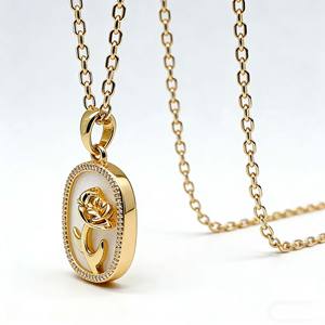 Nouveaux designs plaqués or 18 carats, pendentif coquillage, collier en acier inoxydable, cristal, fleur, collier pour femmes - Product Image 3