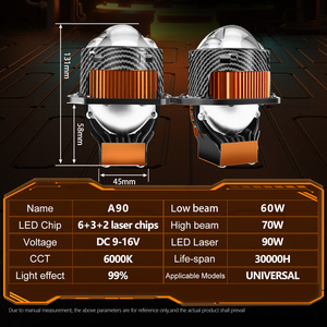 Đèn pha chiếu sáng Bi-<span class=keywords><strong>LED</strong></span> AKE A90 3 inch, chiếu gần 60W, chiếu xa 70W, tia laser <span class=keywords><strong>90W</strong></span>, thấu kính chiếu sáng Bi-<span class=keywords><strong>LED</strong></span> Laser - Product Image 6