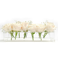 Vases longs en acrylique transparents minimalistes pour mariage, vases en acrylique rectangulaires en forme de trompette pour centre de table