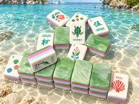 Maßgefertigtes Grünes Schmetterling-Amerikanisches Mahjong-Set, Personalisierte Spielsteine, Luxuriöses Feiertagsgeschenk für Frauen