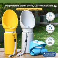 Bouteille d'eau portable pour chien, bouteille d'eau de voyage pour animaux de compagnie, pliable, anti-fuite, utilisable d'une seule main, distributeur d'eau pour chiot de 550 ml