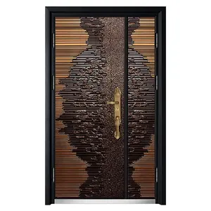 Phipulo Newest Design Fancy High Quality Wholesale House Security Aluminum Steel Door With Iron Safety Door Designs