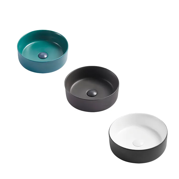 Luxus Matt Farbe feste Oberfläche kleine runde Waschbecken Lavabo Tischplatte Waschbecken für Toilette