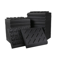 Plateau de présentation empilable Jinsky en cuir PU noir durable pour bagues, boucles d'oreilles et pendentifs