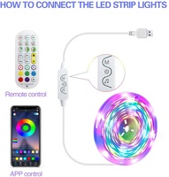 Rétro-éclairage RGBIC TV 5M 7.5M 10M Smart App Control 5V USB Ambient Led Strip Light Music Sync for Decoration Holiday