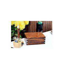 Boîte de crémation en bois avec pattes en laiton brillant pour animaux de compagnie, finition brune, urne de crémation pour petits animaux de compagnie, souvenirs - Product Image 1