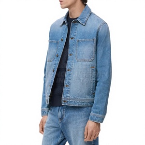 Chaqueta de Mezclilla Lavada para Hombre, Corte Regular, Cuello Mao, Logotipo Frontal, Transpirable, Ropa Casual de Invierno - Product Image 4