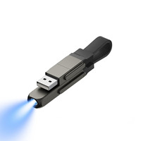 Cable Multifuncional Tipo-C con Cargador, Linterna, USB 2.0, Carga Súper Rápida de 240w, Cable de Datos 4 en 1