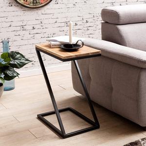 Table d'appoint en forme de Z, Table basse en bois et métal, Style maison de campagne, Table de chevet moderne et résistante - Product Image 4